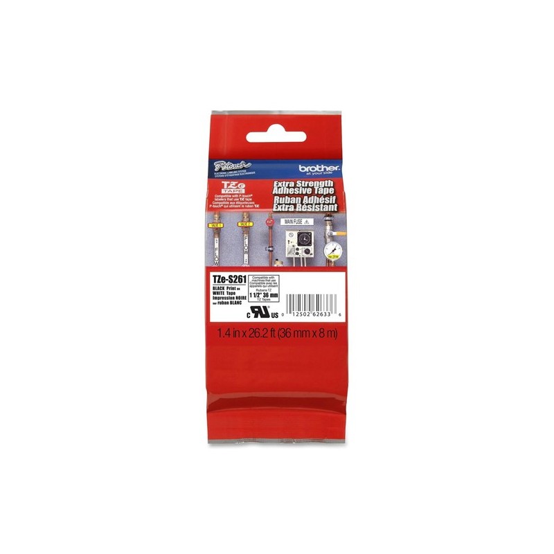 Brother Nastro con adesivo resistente Nero/Bianco TZES261 36mm x 8mt