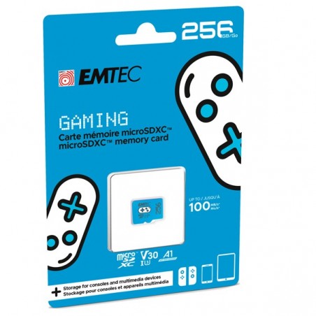 Emtec mSD Gaming UHSI U3 V30 A1 Blu 256GB ECMSDM256GXCU3