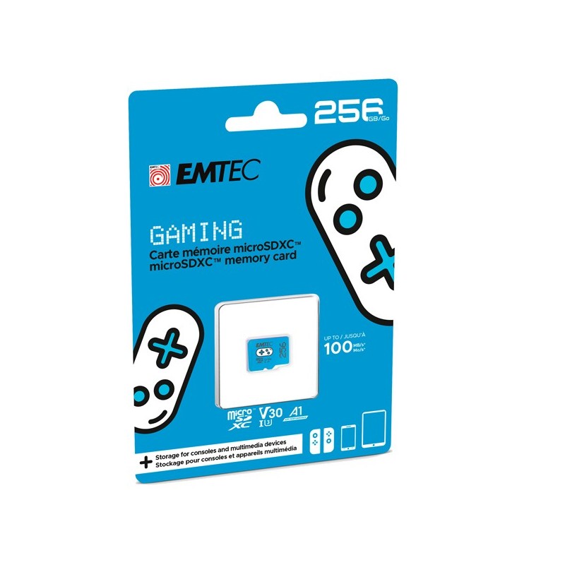 Emtec mSD Gaming UHSI U3 V30 A1 Blu 256GB ECMSDM256GXCU3