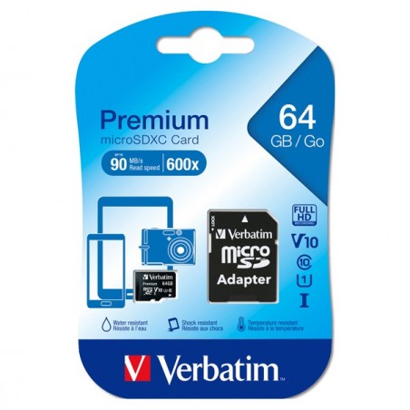Verbatim Micro SDXC Classe 10 fino a 45mb/sec 44084 64GB