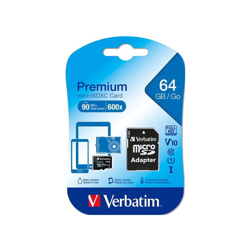 Verbatim Micro SDXC Classe 10 fino a 45mb/sec 44084 64GB