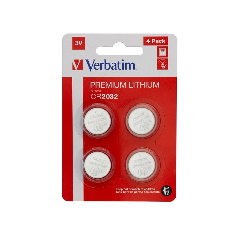 Verbatim Blister 4 MicroPile a pastiglia CR2032 litio 49533 3V