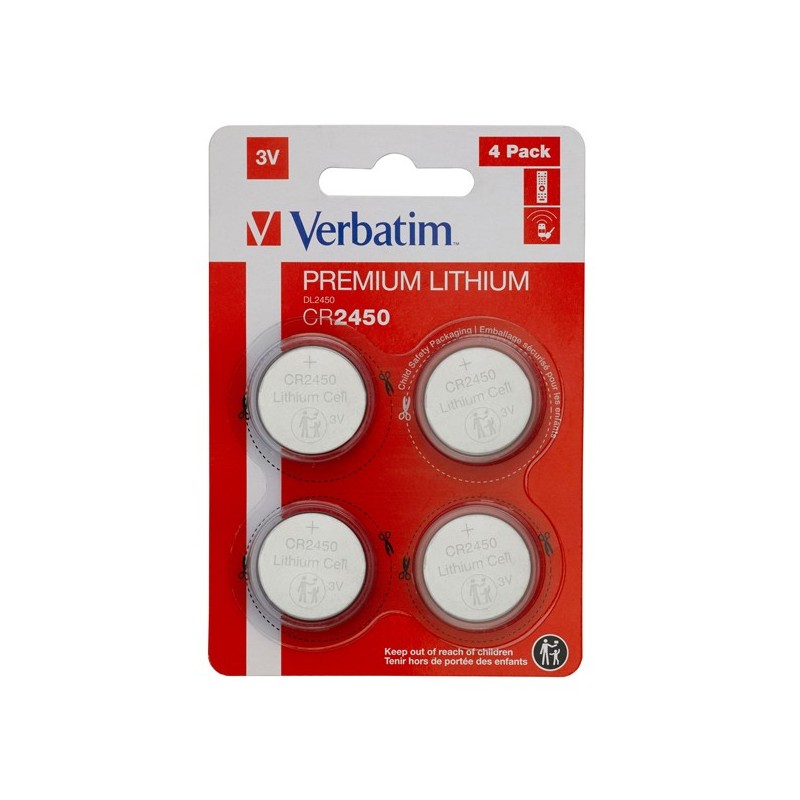 Verbatim Blister 4 MicroPile a pastiglia CR2450 litio 49535 3V