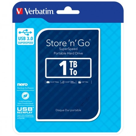 Verbatim Usb 3.0 portatile Store 'N'Go 9,5mm drive Blu 53200 1TB