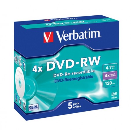 Verbatim Scatola 5 DVDRW Jewel Case serigrafato 43285 4,7GB