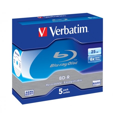 Verbatim Scatola 5 DVD Blu Ray BDR SL Jewel Case Bianco/Blu 43715 25GB