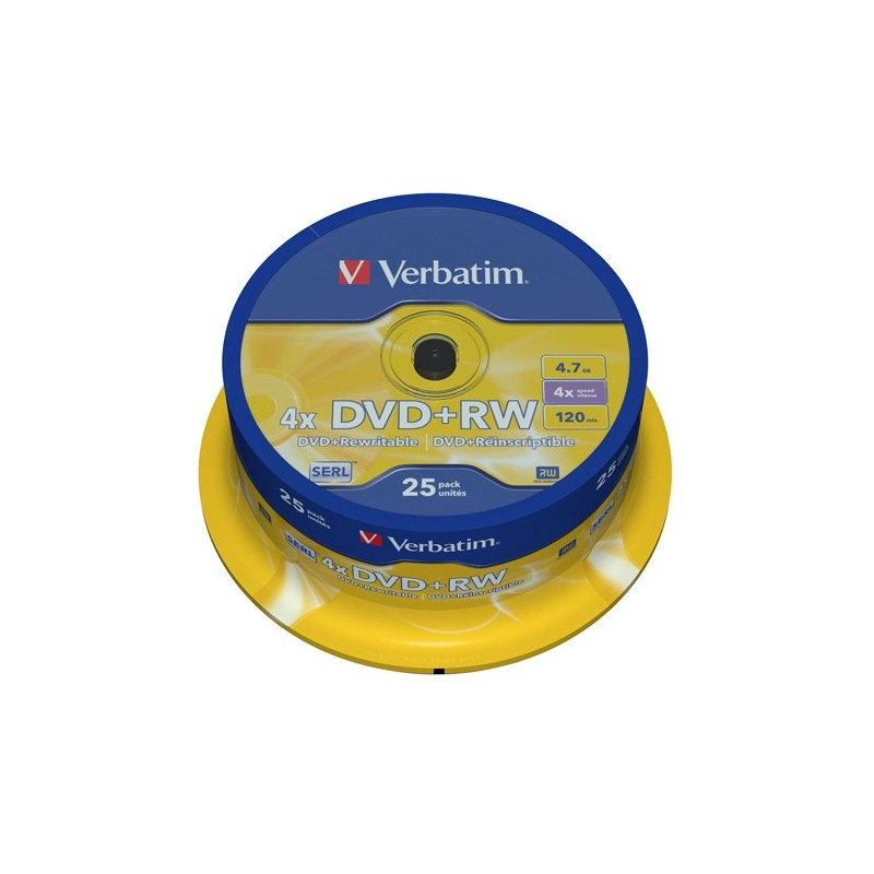 Verbatim Scatola 25 DVD+RW serigrafato Spindle 43489 4,7GB
