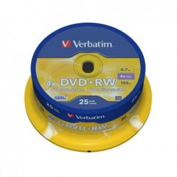 Verbatim Scatola 25 DVD+RW serigrafato Spindle 43489 4,7GB