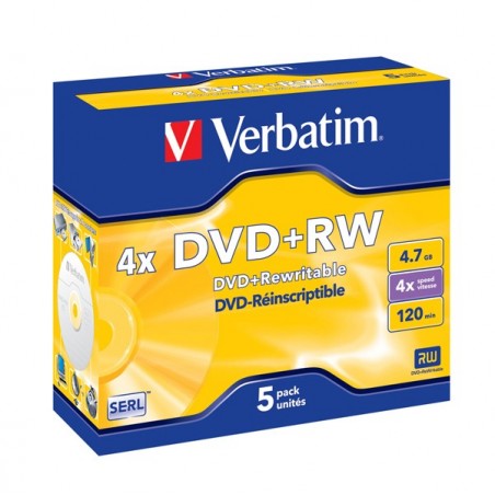 Verbatim Scatola 5 DVD+RW Jewel Case serigrafato 43229 4,7GB