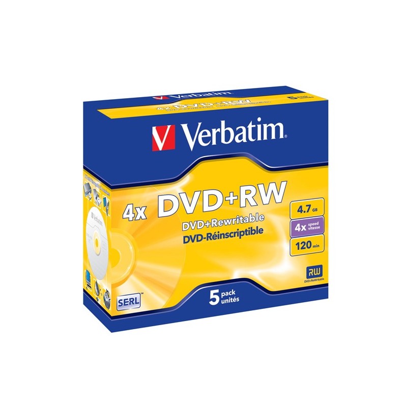 Verbatim Scatola 5 DVD+RW Jewel Case serigrafato 43229 4,7GB