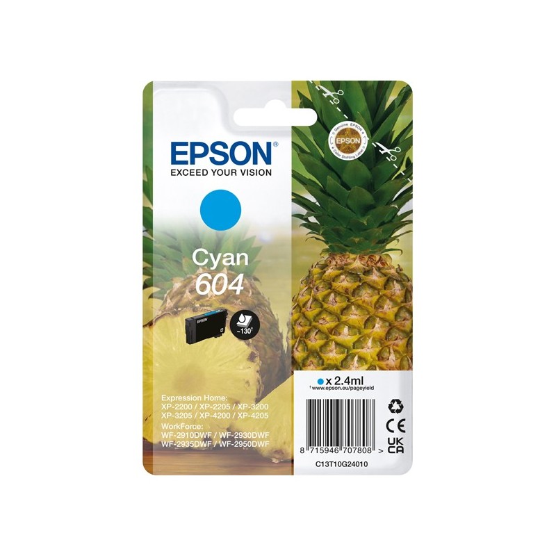 Epson Cartuccia Ciano 604 C13T10G24010 2,4 ml
