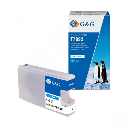 G&G Cartuccia ink Compatibile per Epson workforce pro wf5690dwf/ wf5620dwf Ciano