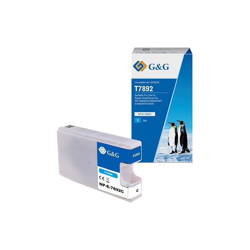 G&G Cartuccia ink Compatibile per Epson workforce pro wf5690dwf/ wf5620dwf Ciano