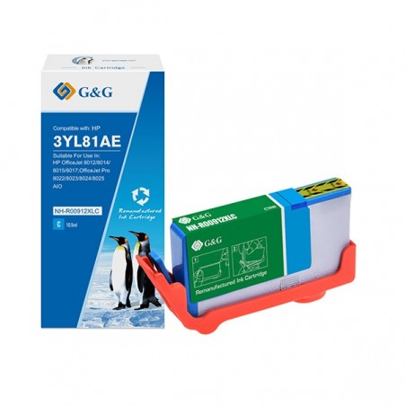 G&G Cartuccia ink Compatibile per HP 912XL Ciano