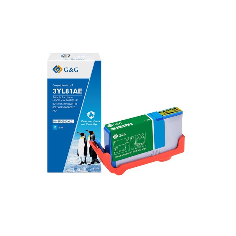 G&G Cartuccia ink Compatibile per HP 912XL Ciano