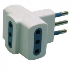 Adattatore triplo con spina 2P+T 10A 3 prese 10A MKC