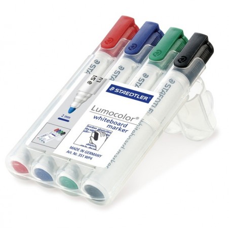 Pennarelli Lumocolor whiteboard 351 tratto 2 mm colori assortiti Staedtler conf. 4 pezzi