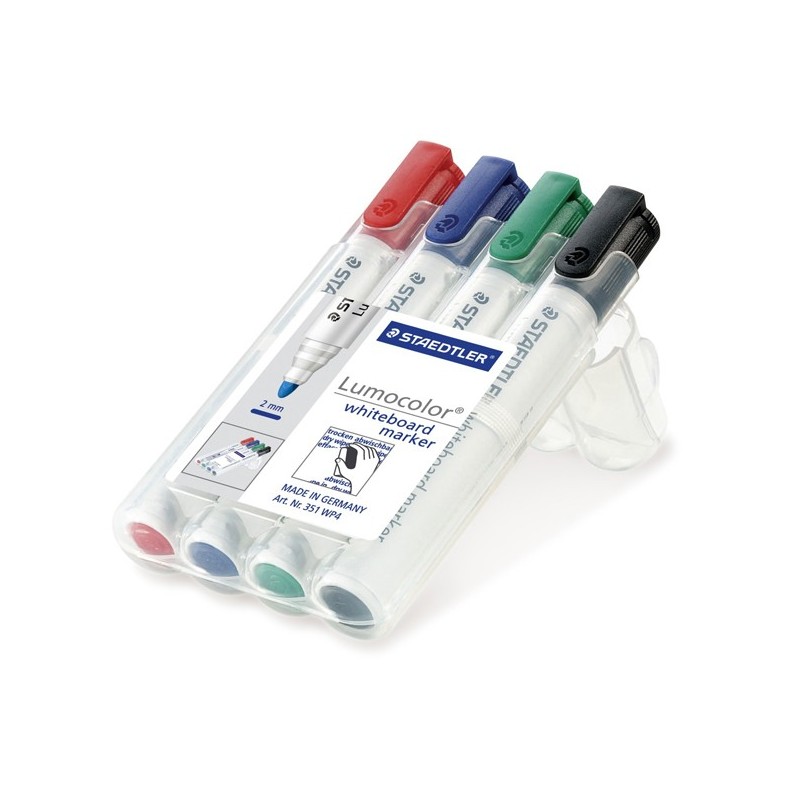 Pennarelli Lumocolor whiteboard 351 tratto 2 mm colori assortiti Staedtler conf. 4 pezzi