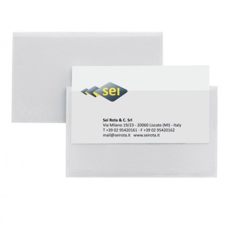 Portabiglietti da visita Eticard T autoadesivi PVC 5,5 x 9 cm trasparente Sei Rota conf. 10 pezzi