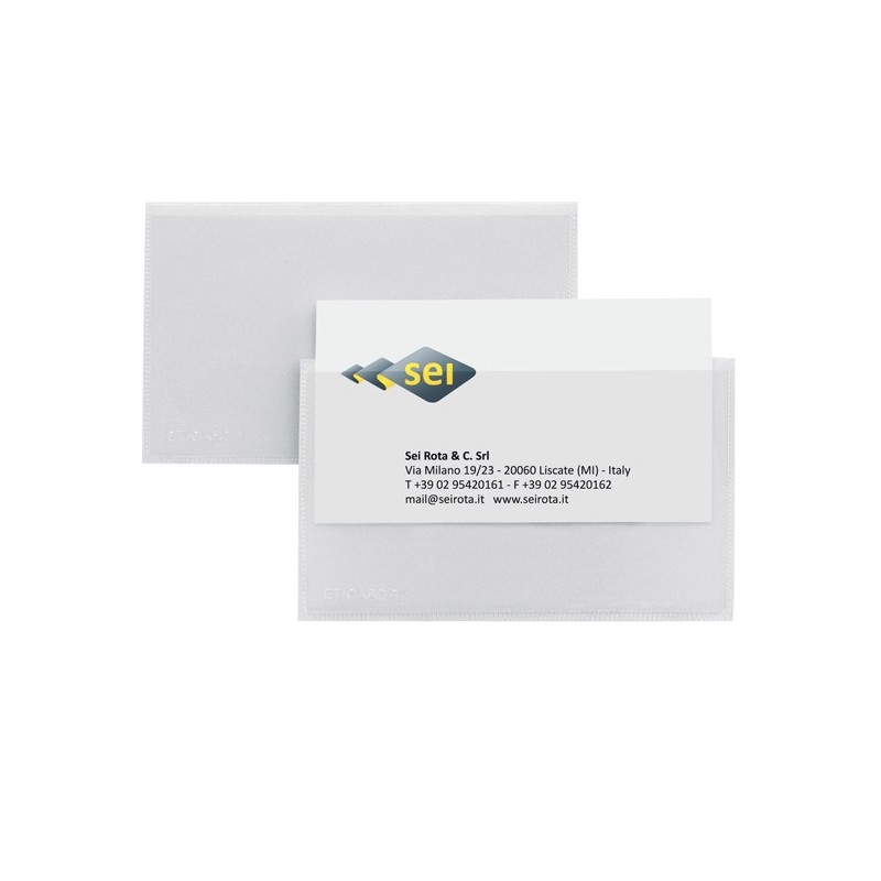 Portabiglietti da visita Eticard T autoadesivi PVC 5,5 x 9 cm trasparente Sei Rota conf. 10 pezzi