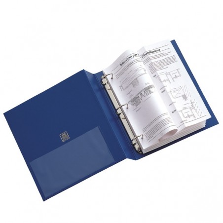 Raccoglitore Stelvio 3 anelli a D 40 mm dorso 5,5 cm 22 x 30 cm blu Sei Rota