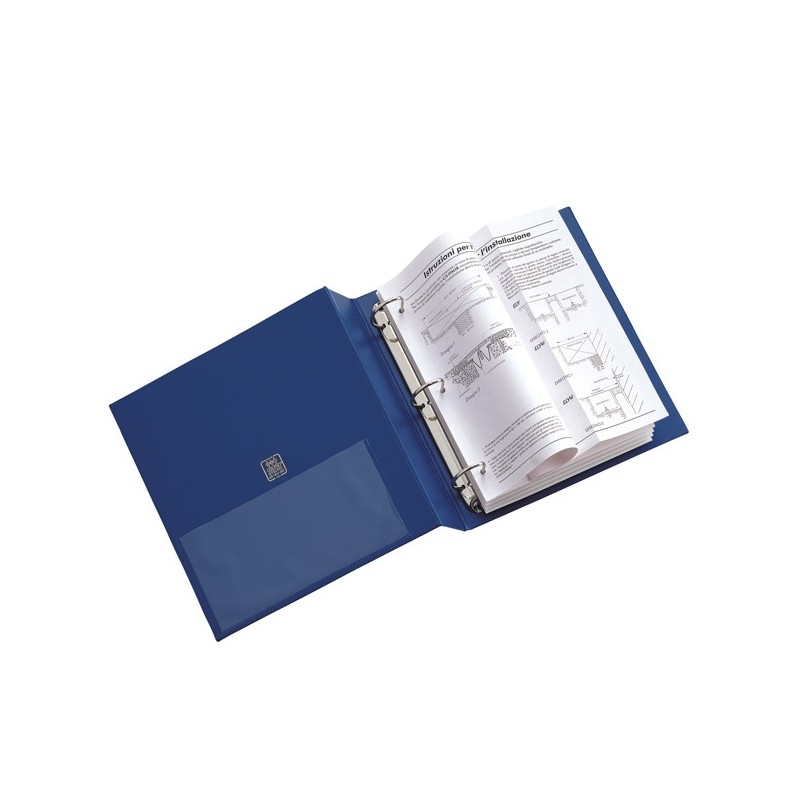 Raccoglitore Stelvio 3 anelli a D 40 mm dorso 5,5 cm 22 x 30 cm blu Sei Rota