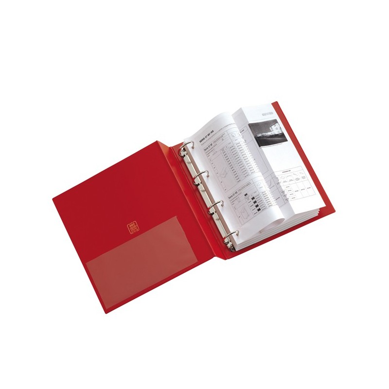 Raccoglitore Stelvio 4 anelli quadri 65 mm dorso 9 cm 22 x 30 cm rosso Sei Rota