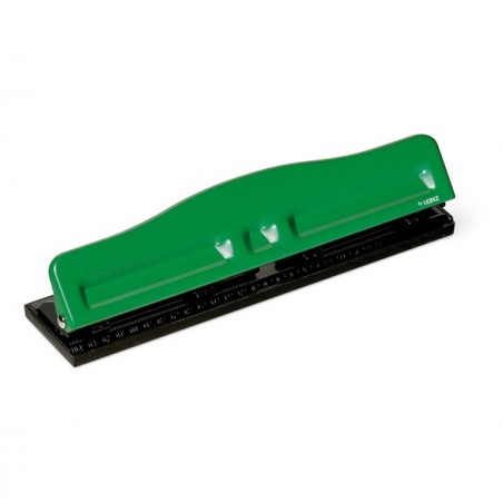 Perforatore 840 max 8 fogli 4 fori regolabili passo 6/8 cm verde Lebez