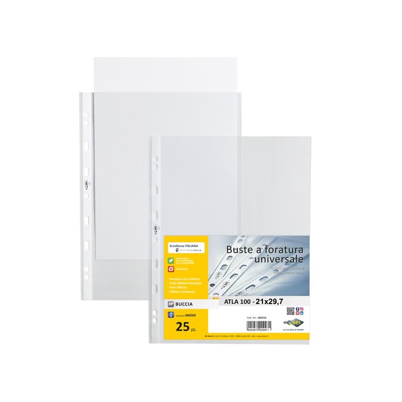 Buste forate Atla medium buccia 21 x 29,7 cm trasparente Sei Rota conf. 25 pezzi