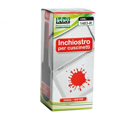 Inchiostro per cuscinetti 30 ml senza olio rosso Lebez