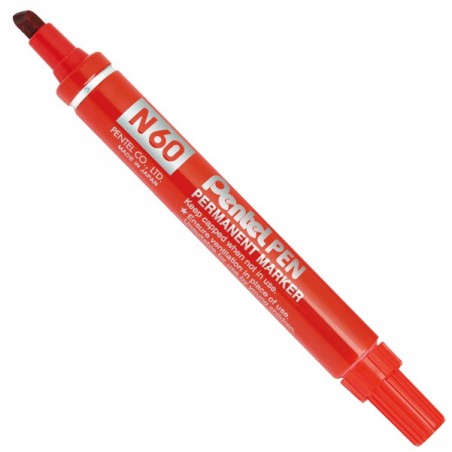 Marcatore permanente N60 punta scalpello rosso Pentel