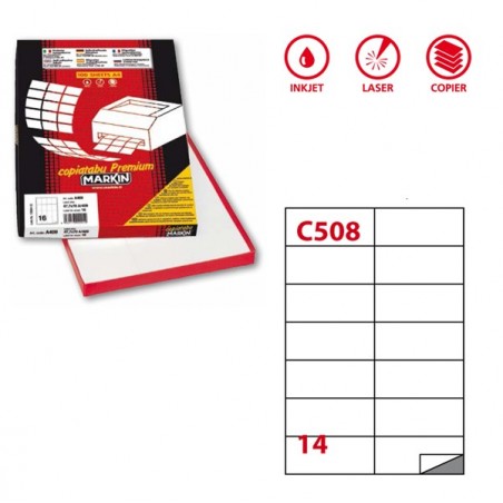 Etichette adesive C/508 in carta permanenti 105 x 42,43mm 14 et/fg 100 fogli bianco Markin