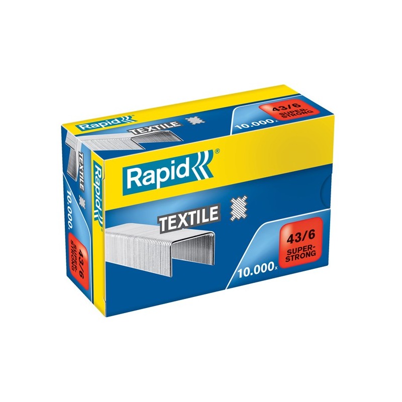 Punti Rapid Super Strong Textile 43/6 acciaio zincato per tessuti Rapid conf. 10000 pezzi