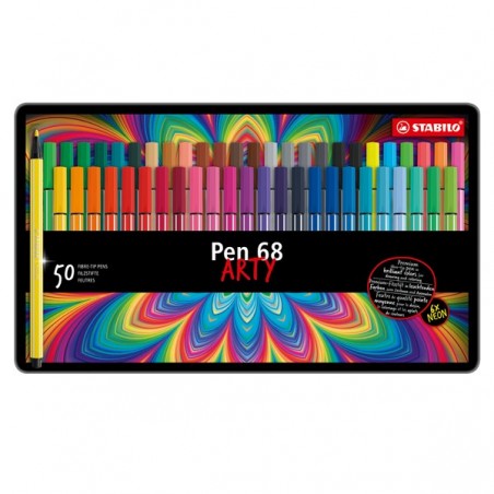 Pennarelli Pen 68 colori assortiti Stabilo scatola in metallo 50 pezzi