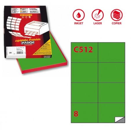 Etichette adesive C/512 in carta permanenti 105 x 74,25 mm 8 et/fg 100 fogli verde Markin
