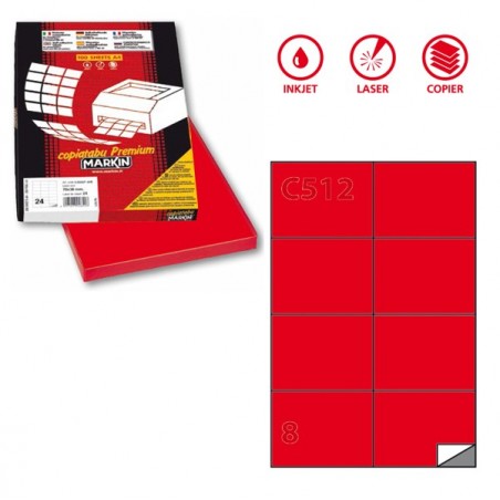 Etichette adesive C/512 in carta permanenti 105 x 74,25 mm 8 et/fg 100 fogli rosso Markin