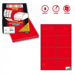 Etichette adesive C/512 in carta permanenti 105 x 74,25 mm 8 et/fg 100 fogli rosso Markin
