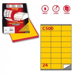 Etichette adesive C/500 in carta permanenti 70 x 36 mm 24 et/fg 100 fogli giallo Markin
