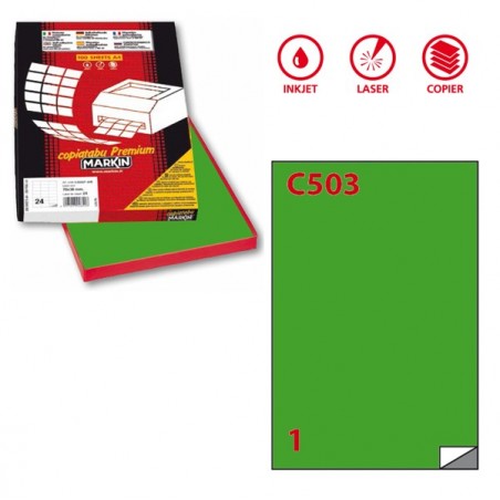 Etichette adesive C/503 in carta permanenti 210 x 297 mm 1 et/fg 100 fogli verde Markin