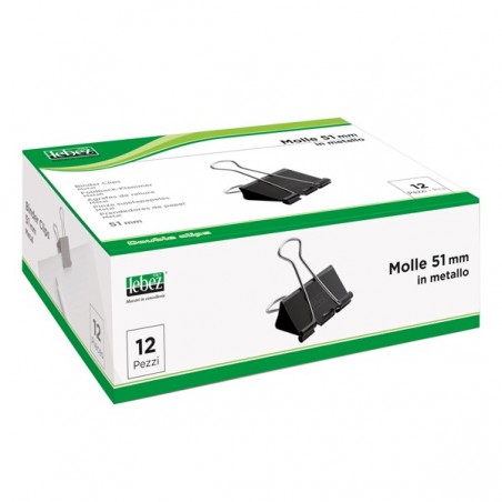 Molla Double Clips 5,1 cm nero Lebez conf. 12 pezzi
