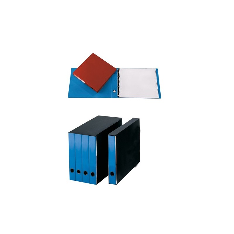 Portatabulati ad anelli con custodia (singolo) dorso 5 cm 31,5x29 cm azzurro Cartotecnica del Garda