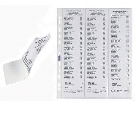 Buste forate per scontrini fiscali 6 Spazi 25,2x30,7 cm trasparente Favorit conf. 10 pezzi