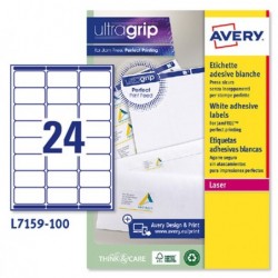 Etichette adesive L7159 in carta angoli arrotondati permanenti 63,5 x 33,9 mm 24 et/fg 100 fogli bianco Avery