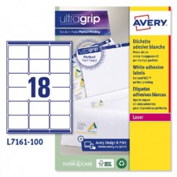 Etichette adesive L7161 in carta angoli arrotondati permanenti 63,5 x 46,6 mm 18 et/fg 100 fogli bianco Avery