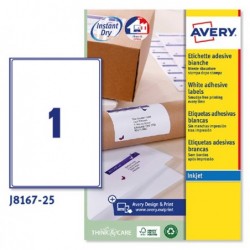 Etichette adesive J8167 in carta angoli arrotondati inkjet permanenti 199,6 x 289,1 mm 1 et/fg 25 fogli bianco Avery