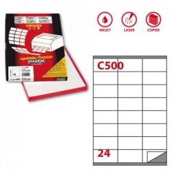 Etichette adesive C/500 in carta rimovibili 70 x 36 mm 24 et/fg 100 fogli bianco Markin