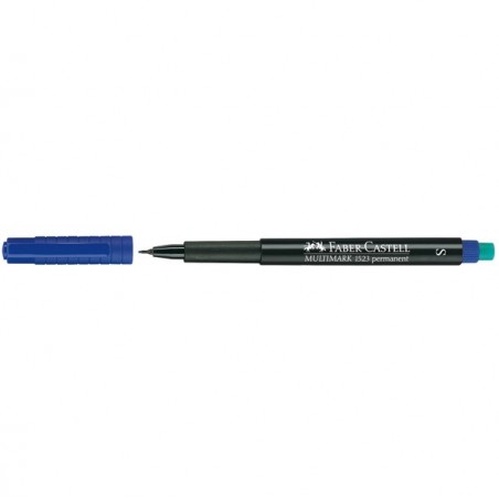 Pennarello Multimark universale permanente con gomma punta superfine 0,4mm blu Faber Castell