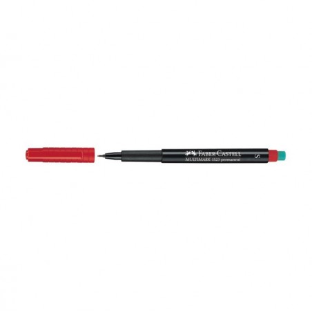 Pennarello Multimark universale permanente con gomma punta superfine 0,4mm rosso Faber Castell