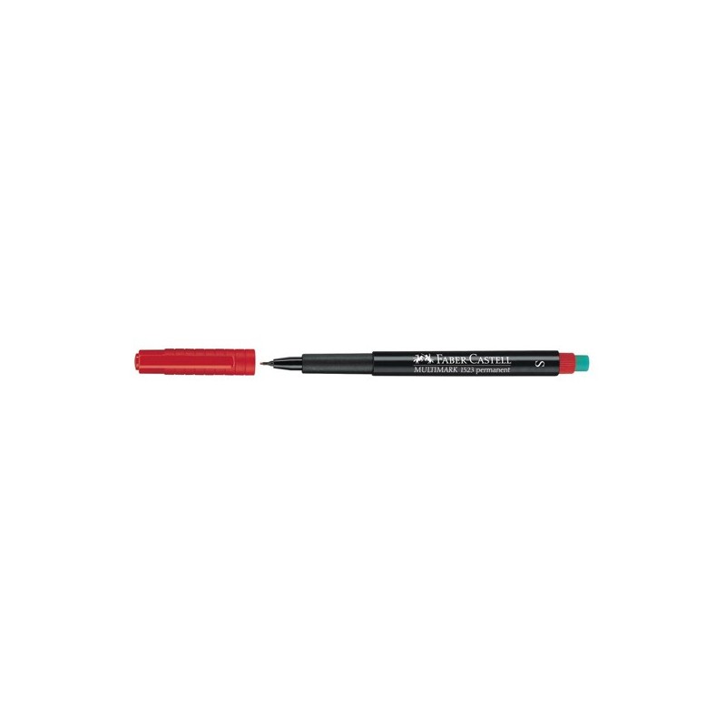 Pennarello Multimark universale permanente con gomma punta superfine 0,4mm rosso Faber Castell