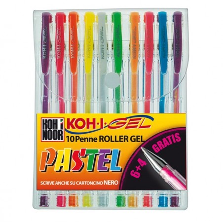 Roller gel colorati colori pastel Koh I Noor astuccio 10 roller